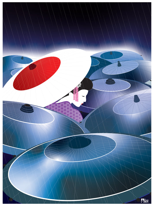 Geisha sous la pluie 梅雨芸者
