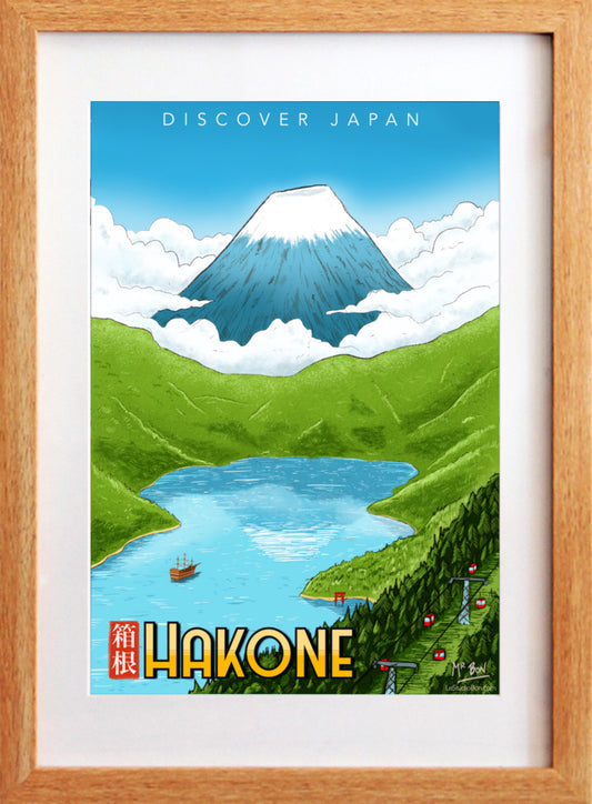 le studio bon, affiche Hakone, affiche japonaise, affiche Japon, poster Hakone, poster japonais,  affiche en japonais, Hakone, cadeau japonais 