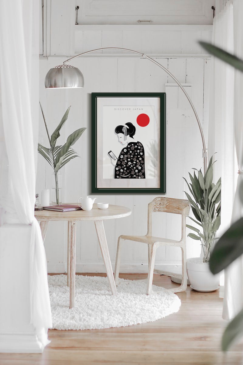 le studio bon, affiche geisha, affiche japonaise, affiche Japon, affiche kyoto, poster japonais,  affiche en japonais, affiche murale japon, affiche voyage, poster geisha, cadeau japonais
