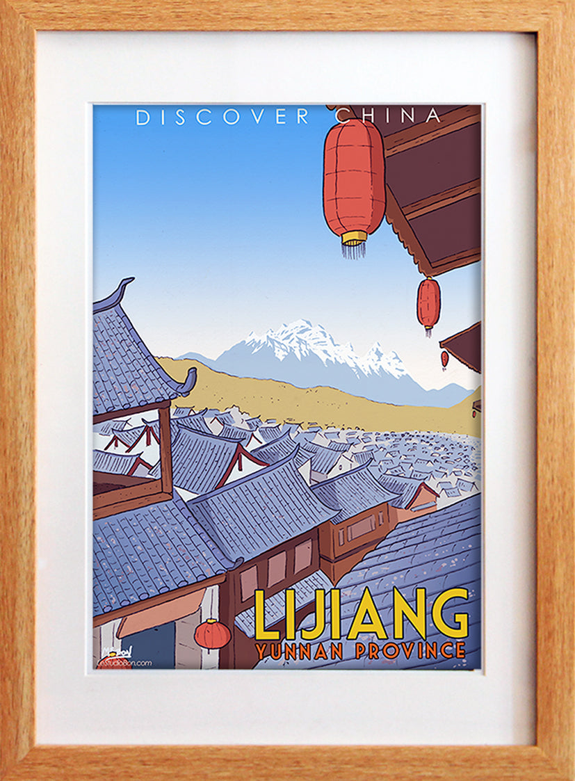 le studio bon, affiche lijiang, affiche chinoise, affiche Chine, poster Chine, voyage Lijiang