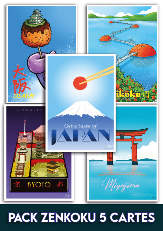 Set of 5 Postcards, Zenkoku pack