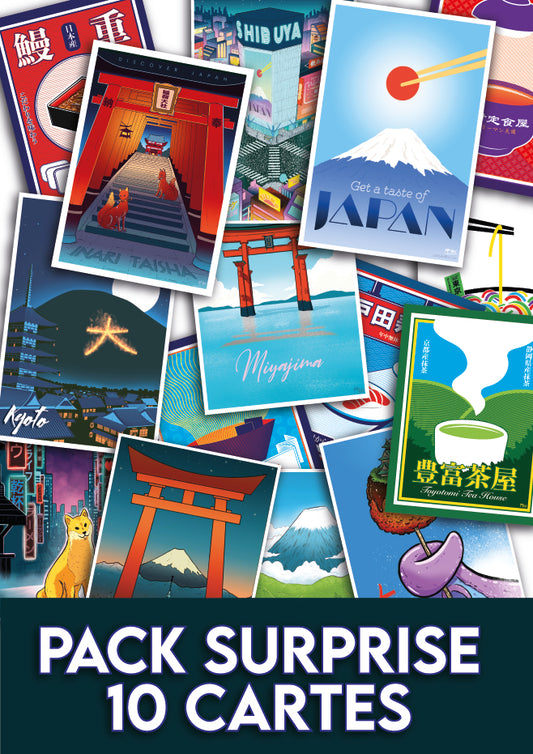 Set de Cartes Postales, pack surprise 10 cartes